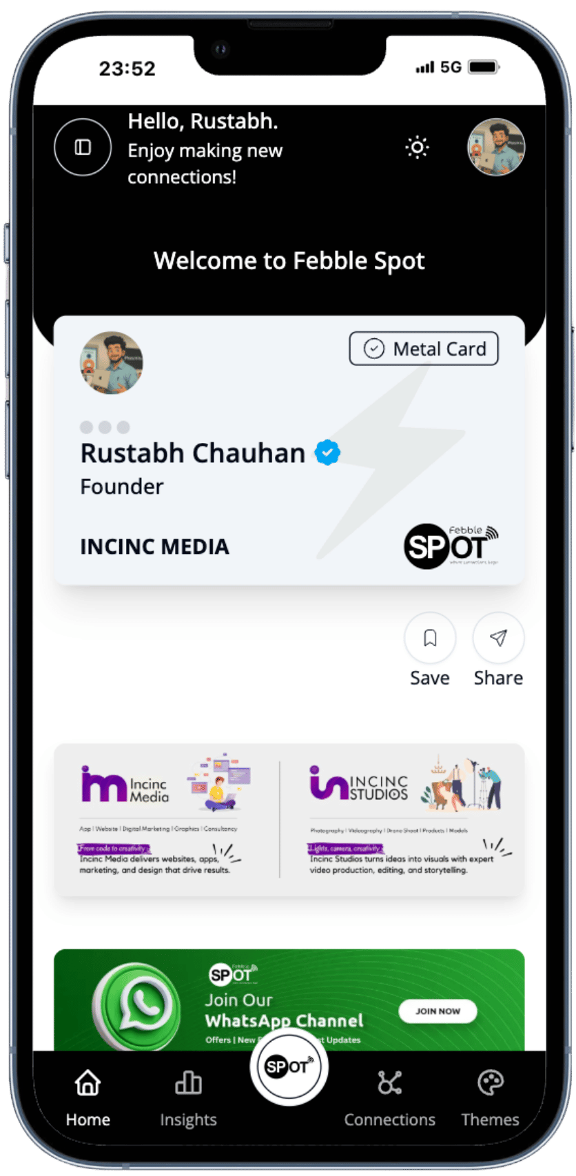 Febble Spot Card | A product by Incinc Media | Rustabh Chauhan | Smart Digital Business Card