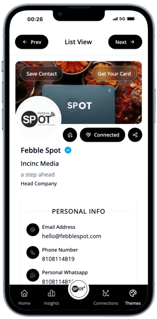 Febble Spot Card | A product by Incinc Media | Rustabh Chauhan | Smart Digital Business Card